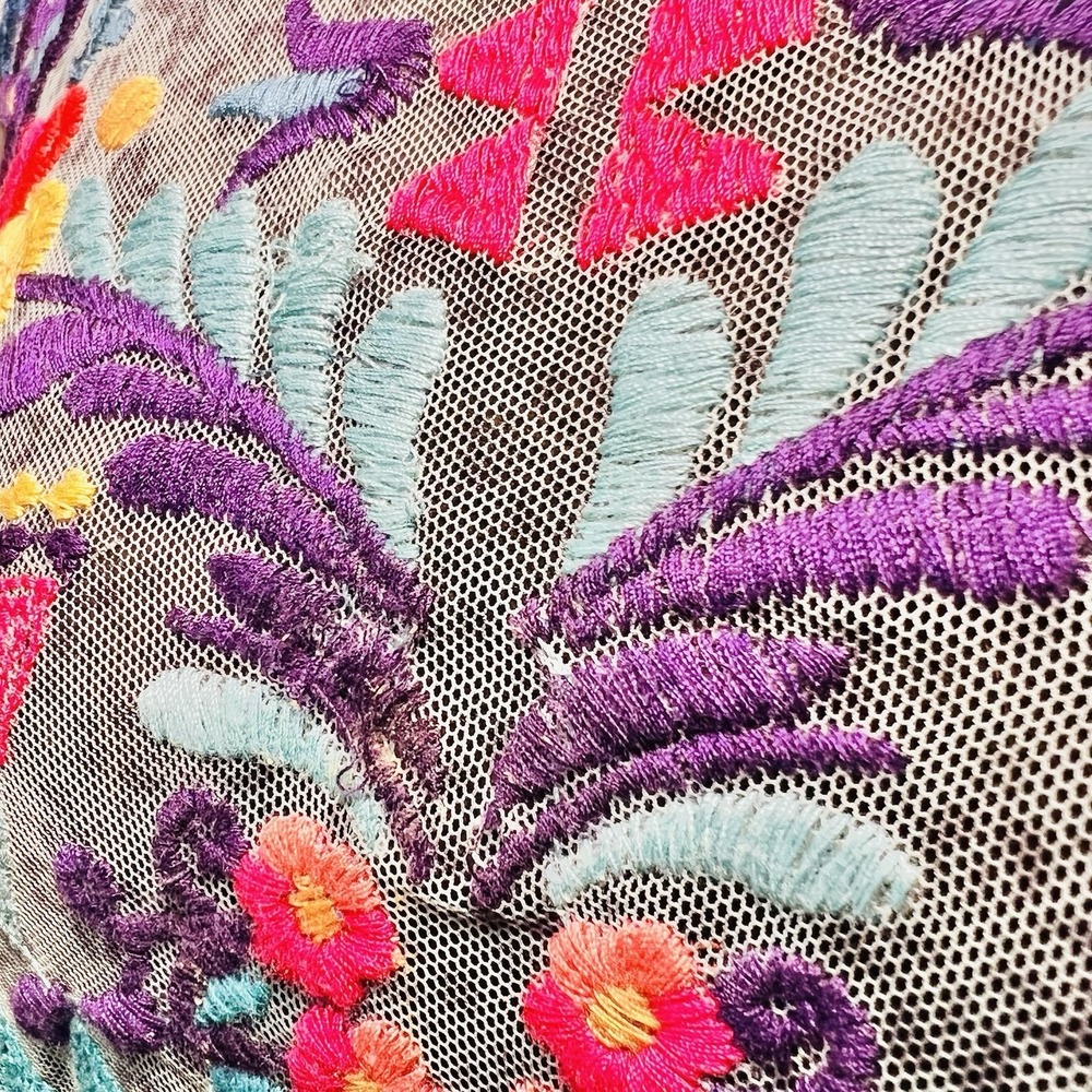 Johnny Was BIYA Rhandi Mesh Dress Floral Embroidered Sleeveless NO Slip Medium - Picture 10 of 10